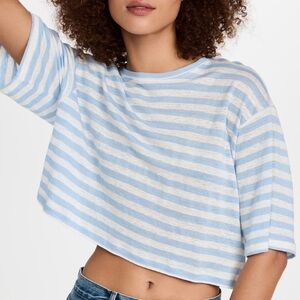 Frame Cropped Linen Tee XS